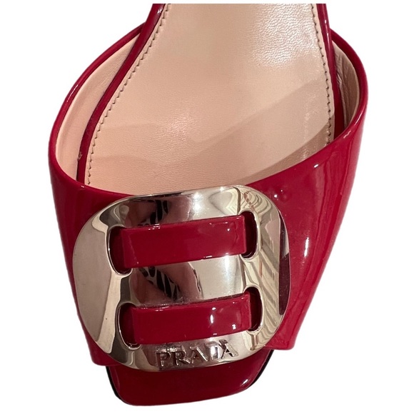 PRADA Sz 10/40 Fuchsia Open-Toe Short Chunky Heel Sandal - RESORT WEAR - Picture 2 of 9